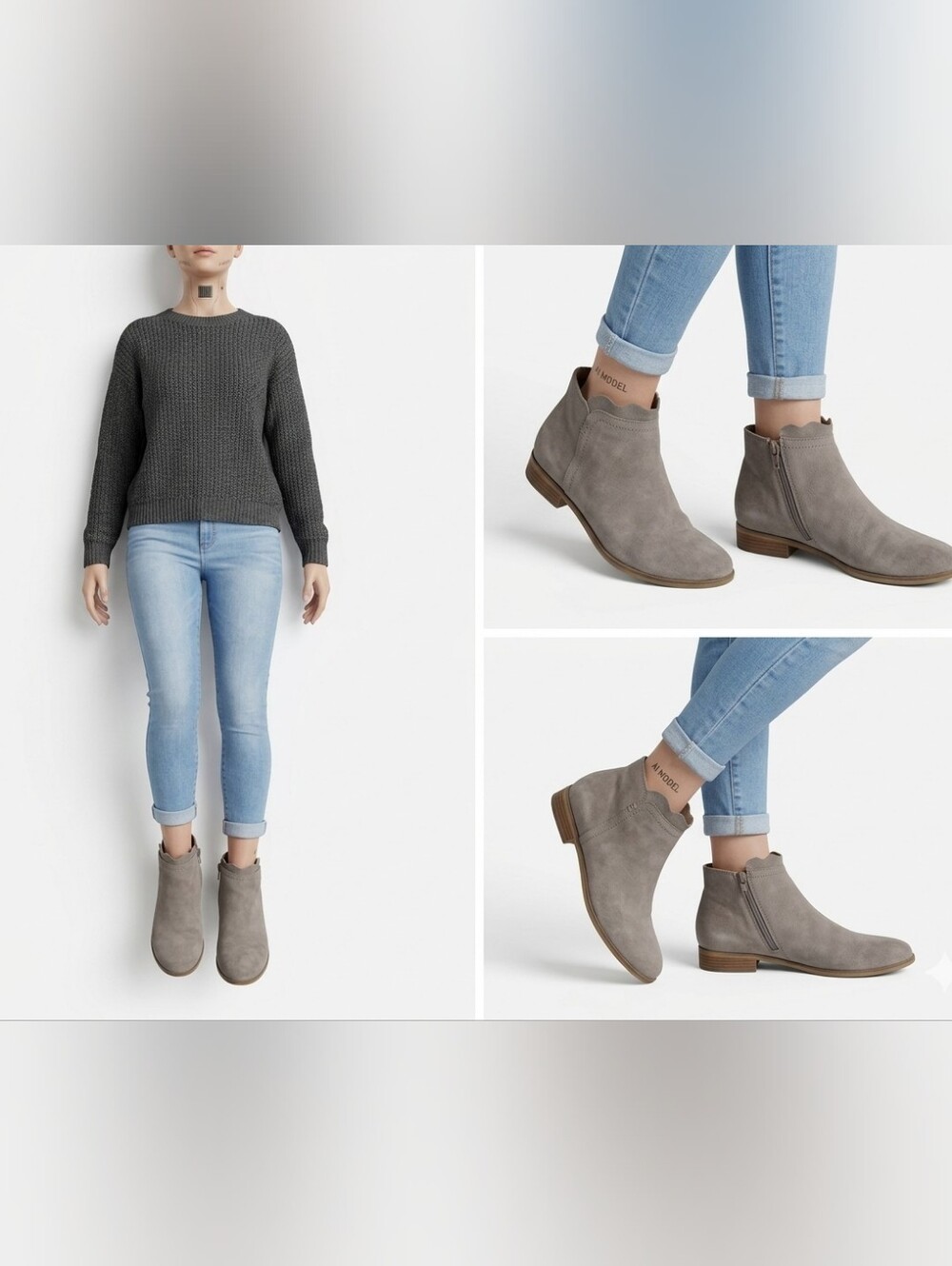 Steve Madden Rimas Grey Suede Ankle Booties Size 7 Flat Low Block Heel